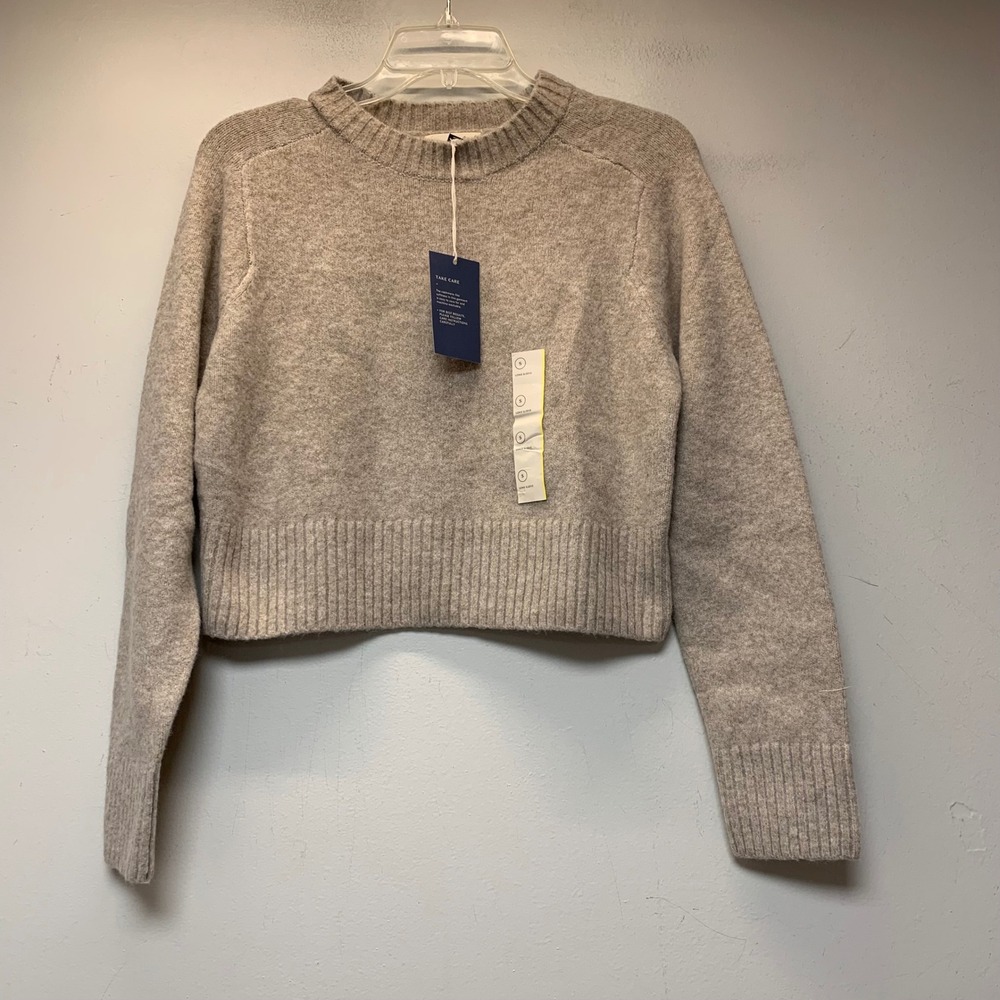 Universal Thread Sweater Womens Small Oatmeal NEW Cropped Crewneck Long Sleeve